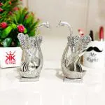 Kridaykraft Metal Swan (Duck) Silver Spoon Stand for Dining Table Spoon Set with Stand/Decorative Spoon Rest Showpiece Item for Dining Table...
