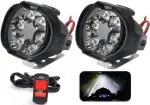 ELTRON TURBO ELT125IUN21 6 LED Fog Light, Bar Light Off-Roading, Waterproof Fog Head Lamp, For All Motorcycle, Bike, Scooty (Pack of 2, Free On/Off Switch, 12V DC 10W, White)