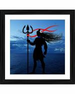 DECOR ADVENTURES Lord Shivas Silhouette with The Moon and Trishul Wall Painting - 15x15 inch