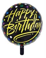 Hippity Hop Rubber Multicolor Happy Birthday Round Foil Balloon