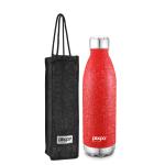 pexpo 1800ml 24 Hrs Hot and Cold Water Bottle with Jute-bag Vacuum Insulated Electro Flask (Pack of 1, Red, Steel)