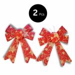 CraftVatika Christmas Decorative Bow, Glitter Bow Ribbon Bow, Tree topper Xmas Tree Ornament (2)