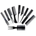 Jgsg Set Of 10 Pcs Set Hairbrush Salon Styling Toolsfor Hair Cutting And Styling Barber Comb Kits (Black)
