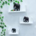 webshoppee Webshoppee U-Shape MDF Floating Wall Shelves for Decoration and Living Room Furniture, Standard Metalic Paint (White) - Set of 3 Wooden Wall Shelf (Number of Shelves - 3, White) Wooden Wall Shelf (Number of Shelves - 3, White)