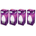 PHILIPS 4-watt Filament Candle LED Bulb | Diffused Candle Bulb for Home & Decoration | Bulb Base: E27, Warm White | Pack of 4