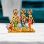 Adhvik 3d Ram Darbar Idol (Ram Darbar St-2190) Multi Color Metal God Stand Statue for Home/ Mandir/office Table Decor /Car Dashboard Murti Showpiece