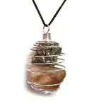 Astroghar Natural Citrine And Pyrite Raw Rough Uneven Chunks Wire Cage Crystal Pendent