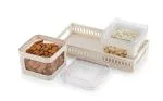Nabhya White Plastic Dry Fruit Set Box with Lid Serving Tray 500 Milliliters (Pack of 2)