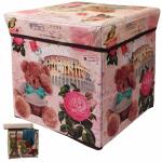 Toyshine 1 Pc Portable & Foldable MDF Laundry Box Cum Sitting Stool for Living Room, 12-inch