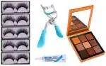 Lenon Beauty False Eyelashes-Set of 5, Eyelashes Glue & Eyelash Curler with Obsessions Eyeshadow Palette Topaz 4.4 g (8 Items in the set)