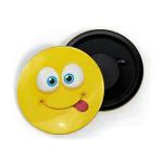 Dhcrafts Yellow Metal Smiley Face With Tongue Out Emoji Printed Fridge Magnet