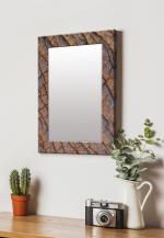 999Store Brown Rectangular MDF Leather Pattern Printed Wall Decorative Mirror 14 inch x 20 inch (MirrorSMP22)