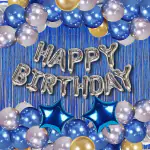 House of Banter Blue Birthday Decorations - Premium Party Set for Boys, Girls, and Kids - Vibrant Blue, Silver, and Golden Color Theme- Perfect Birthday Party Decor, Golden Birthday Decoration for House Party