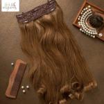Hair Originals Human Hair extensions -5 Clip Ear to Ear Volumizer - Brown Shade #4, 26