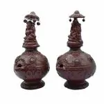 pujaNpujari Lakshmi Ganesh Clay Diya for Diwali - Brown Color Mud Diya Deepam for Pooja Room