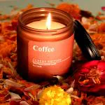 THE LIGHTINGALE Big Jar Luxury Scented Soy Wax Glass Coffee Fragrance Candle for Birthday, Diwali, Christmas, Office, and Home.