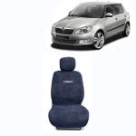Kingsway Towel Fabric Car Seat Covers for Skoda Fabia, 2007 - 2014 Model, Material: 100% Cotton, Color : Grey, Complete Set of All Seats (Car Specific Front + Rear Seat Covers)