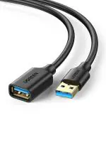UGREEN A Male to A Female USB 3.0 Extension Cable for Personal Computer, Printer, Television, PlayStation, Scanner (Black, 6 ft)
