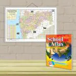 GOWOO Maharashtra Road Guide & Political Map and SCHOOL ATLAS LATEST EDITION (ENGLISH) - ART PAPER | Set of 1 Chart + 1 Atlas | Set of Two : Maharashtra Road Guide Chart & Political Map Chart And School Atlas (English) on Art Paper Book .