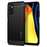 Spigen Matte Black TPU Rugged Armor Back Cover Case For Redmi Note 10T 5G And Poco M3 Pro 5G