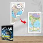 GOWOO 2 IN 1 India POLITICAL AND PHYSICAL MAP IN ENGLISH and SCHOOL ATLAS (ENGLISH) - MAPLITHO | Set of 1 Chart + 1 Atlas | 
