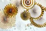 My Party Suppliers Golden Silver Birthday Decoration Fan Fiesta Hanging Paper Fans Decorations (pack of 8)