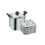 JVL Stainless Steel Idli Or Dhokla Maker 4 Plates With Lid