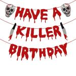 Zyozique Have a Killer Birthday Party Banner,Halloween Horror Birthday Party Banner,Halloween Bloody Horror Movie Birthday Party Banners