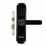 Nexmot NX Curve Black Smart Door Lock with Fingerprint, Mobile app, PIN, OTP, RFID Card and Manual Key Access for Wooden Doors (Black) (WiFi Gateway Sold Separately)