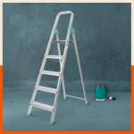 Bathla 5 Step Foldable Aluminium Ladder for Home | 5 Year Warranty and Slip Prevention Steps (Advance Carbon - Teal)