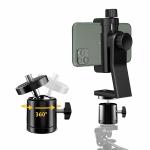 Ceuta Black Cell Phone Tripod Mount Adapter With Tripod Ball Head