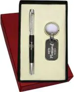 UJJi 2 in 1 Happy Married Life Combo with Cristal Filled Metal Ball Pen with Keychain