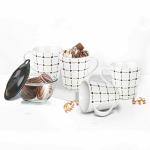 Treo by Milton Festive Earthen Art Snack Set of 6, Black Dot & Line , 5N