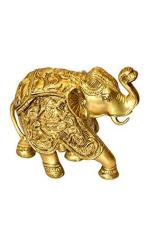 Kalarambh Kalarambh Brass Elephant/Gajraj/Hathi Idol Murti Statue for Home Decor Collectible Handicraft Art, Yellow, 5 x 2.4 x 4.5 Inch (L x W x H)