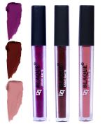 bq BLAQUE Matte Liquid Lip Gloss Combo of 3 Lipstick # 103-106-116 (12 ml, Purple Affair, Chocolate Mood, Light Nude Brown)