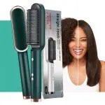 QONETIC Hair Straightener HQT-909B Hair Straightener machine Brush Heating Electric Straightener Hair Straightening Iron Built with Comb PTC Heating Electric Straightener