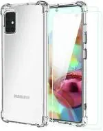 Fabekee Transparent Tempered Glass Screen Protector Guard With Back Case Cover For Samsung Galaxy A71