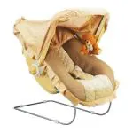 Goyal's 12 in 1 Musical Carry Plastic Cot/Bouncer with Mosquito Net, Storage Box and Swinging Ropes (Brown,gt236coat)