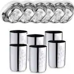 (Pack of 12) Stainless Steel Glass And Bowl Set / Steel Cutlery Set / Steel Dinnerware Set Glass Set (350 ml, Steel)