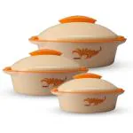 MILTON Crisp Deluxe Inner Stainless Steel Casserole, Set of 3, Orange