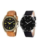 Askprints Sheldon Brown, Black Leather Analog Watch for Men Combo of 2