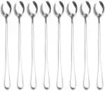 FANQEW Silver Stainless Steel Ice, Tea, Milkshake Spoon Set (Pack Of 8)