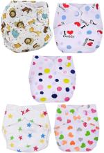 Mom's Pride Multicolor Polyurethane Laminate Reusable Washable Baby Cloth Diaper (Pack Of 5)