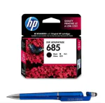 HP 685 Black Original Ink Advantage Cartridge With ITGLOBAL 3in1 Multi-Function Pen