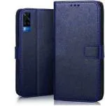 AmericHome Vivo Y51 (2020) Model V2030, Vivo Y31 (2021) V2036, Y51A, Y51s Blue Rubber, Cloth, Artificial Leather Shock Proof Mobile Flip Cover