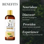 Khadi Natural 21 Herbs Oil 100% natural ingredients| Increases length & volume | (21 Herbs, 330ML)