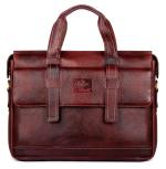 The Clownfish Wine Red Leather 15.6-Inch Laptop Bag