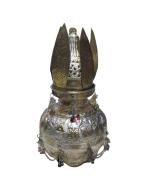 ViNishq Silver Mangal Kalash with Coconut with Artificial Leaves for Puja Room| Brass Kalasam for Diwali Aarti, Home Decor,Temple and Decoration Set| Housewarming Gift for Festive Season-(8 Inch)