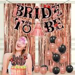 Zyozique Bridal Shower Party Supplies, Bachelorette Party Decorations Set - Bride To Be Banner, Cake Topper, Eye Glass, Foil Curtains & Balloons (Set of 30)