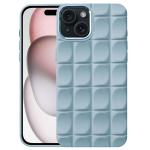 Casotec Back Cover for Apple iPhone 15 Plus | Cute 3D Laid Plaid Design | Electroplated Chrome Ring | Full Camera Protection | Raised Edges | Soft Silicone TPU Case for Women Girls (Light Grey)